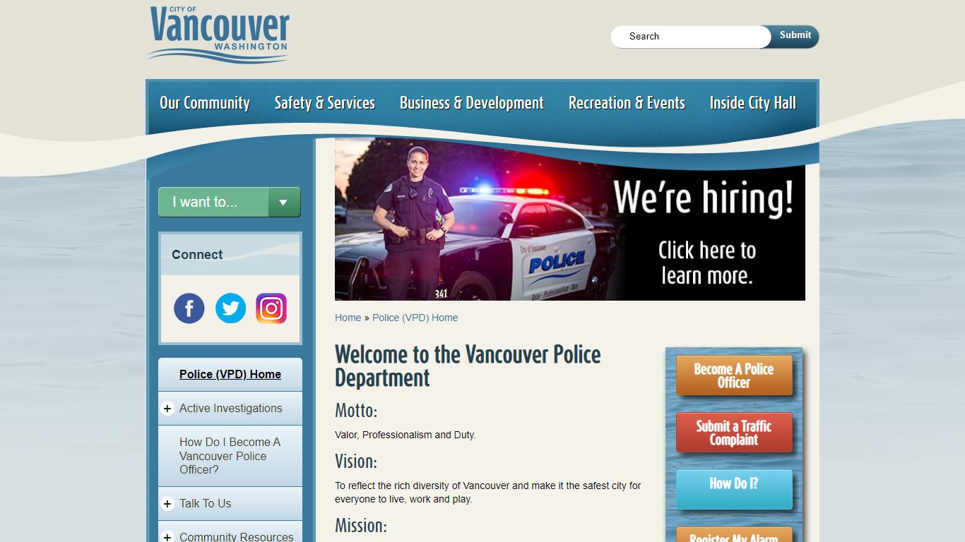 Welcome to the Vancouver Police Department - Vancouver, Washington