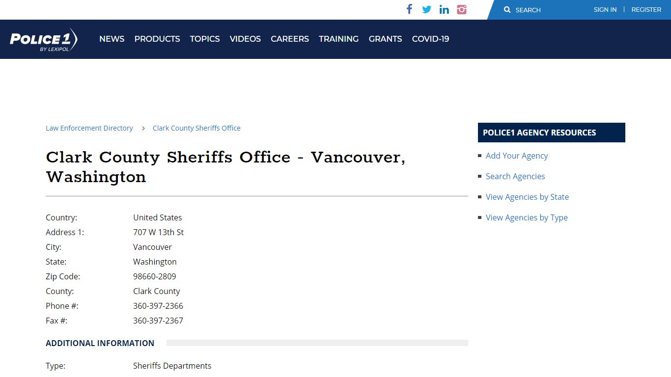Clark County Sheriffs Office - Vancouver, Washington - Police1